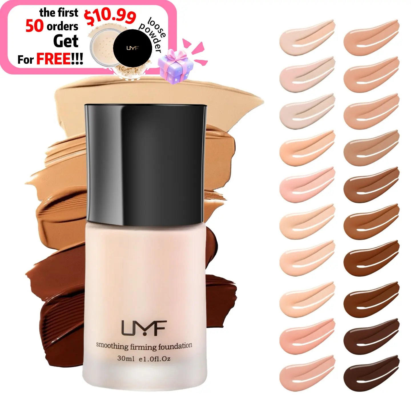 UMF 2-in-1 Foundation Skincare & Pro Coverage Foundation, Waterproof & Antioxidant Long Wear Concealer, Soft Mist Creamy Finish Liquid Foundation for All Skin Types Daily whipped