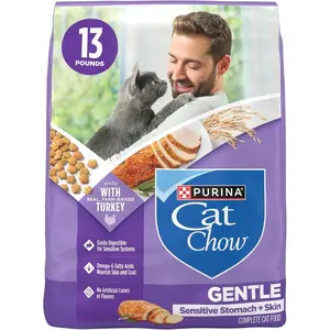 Purina Cat Chow Gentle Sensitive Stomach and Skin Dry Cat Food with Turkey - 13 lb. Bag