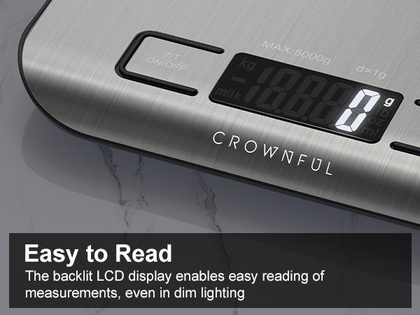 Crownful Digital Food Scale, 11 lb Digital Kitchen Scales Weight Ounces and Grams for Cooking and Baking, 6 Units with Tare Function Kitchenware Crownful Digital Food Scale, 11 lb Digital Kitchen Scales Weight Ounces and Grams for Cooking and Baking, 6 Units with Tare Function Kitchenware