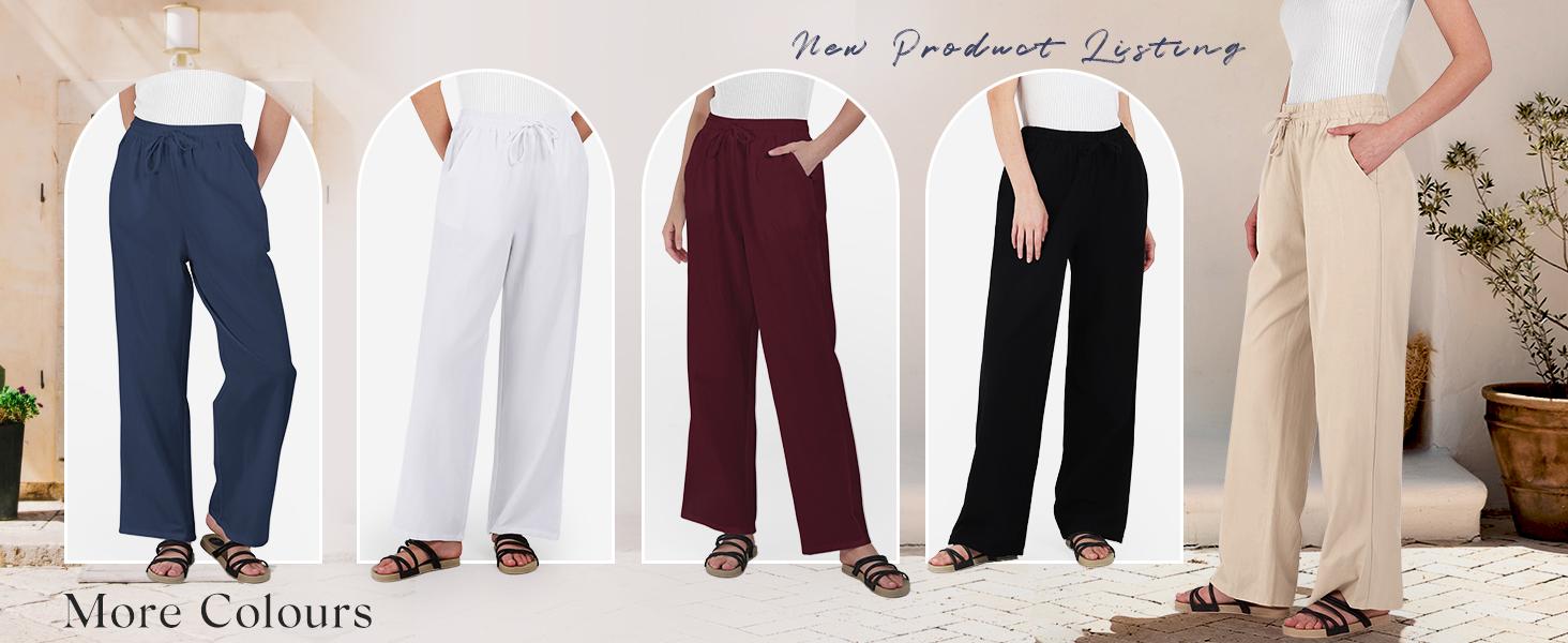 【New Arrival】Ebossy Women's Khaki Cotton Linen Palazzo Pants with Drawstring Waist Wide Leg Loose Fit for Beach Yoga & Casual Outing Wideleg Minimalist 【New Arrival】Ebossy Women's Khaki Cotton Linen Palazzo Pants with Drawstring Waist Wide Leg Loose Fit for Beach Yoga & Casual Outing Wideleg Minimalist