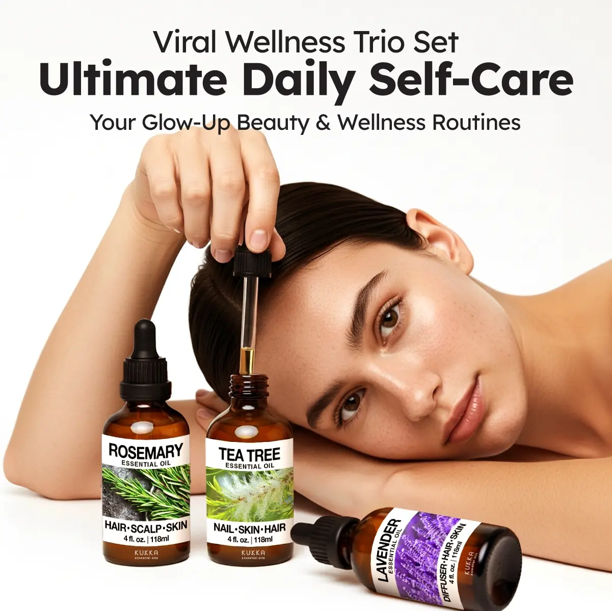 KUKKA USDA Organic Essential Oil Set, 3 x 4 Fl Oz, for Diffuser, Hair, Skin & Home, mothersdaygift, tiktokshopstockup,Summervibes