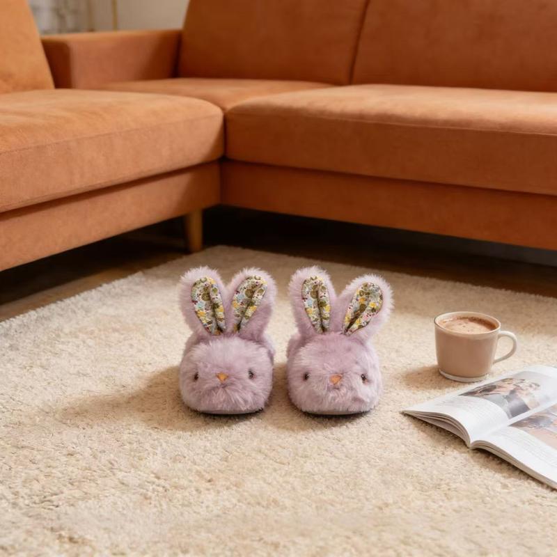Lumubby Toddler Bunny Slippers for Girls and Boys Soft Plush Non-Slip Warm Winter Indoor Shoes with 3D Eyes and Ears Adorable Design