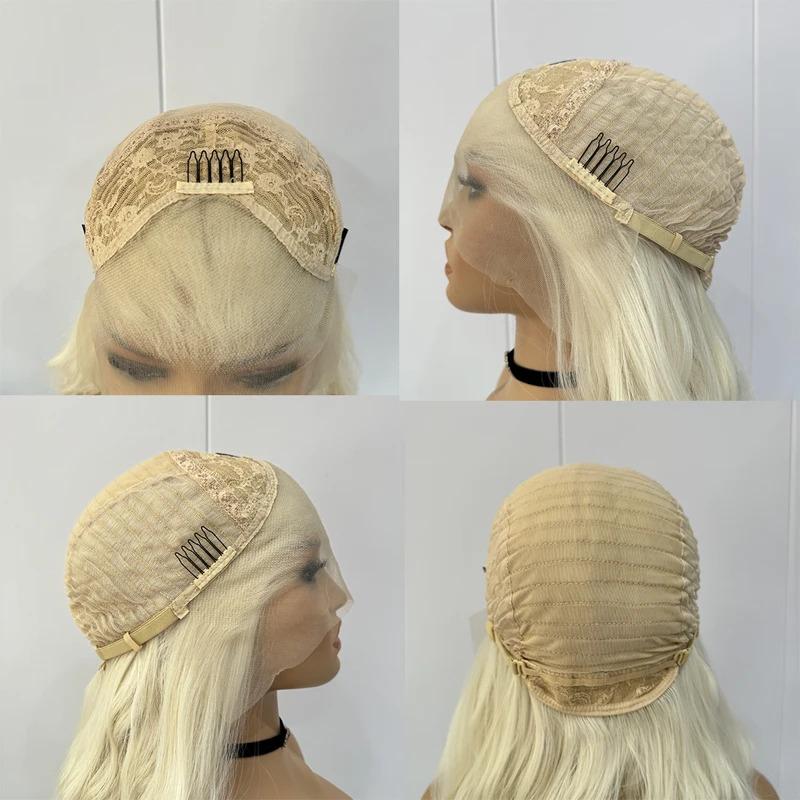 Platinum Blonde Wig Natural Wave Synthetic Lace Front Wigs For Women Long Wave Lace Synthetic Hair Copper Red Cosplay Daily Wear