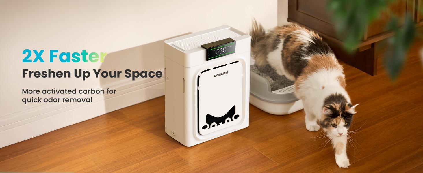 Oneisall Air Purifiers for Home Pets 3-in-1 Washable HEPA Filter Covers up to 2200 Ft² Dual-Sided Filter with 220g Activated Carbon Pet-Friendly Design Allergen Relief Odor Removal