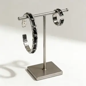 Black Enamel French-Style Open Cuff Bracelet - Dark Glamour Meets Edgy Elegance