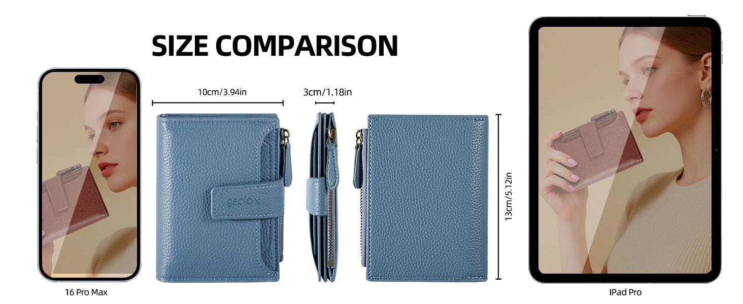 GSOIAX RFID Women’s Minimalist Portable Solid Color Short Wallet, Casual and Versatile Genuine Leather Zipper Coin Purse, Stylish Card Holder, Perfect Mother’s Day or Girlfriend Gift Holidays Best Gift Ideas