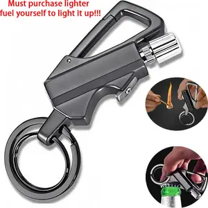 (Fuel not included) 1 pack multi-function keychain lighter with bottle opener, can hold multiple keys and be used for multiple purposes, outdoor survival gear for men, durable and suitable for travel and everyday use