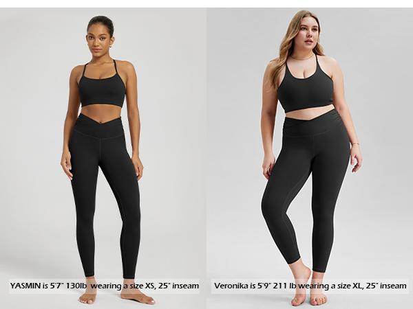 ODODOS Women's Cross Waist 7/8 Yoga Leggings with Inner Pocket, 25"/28" Gathered Crossover Workout Yoga Pants