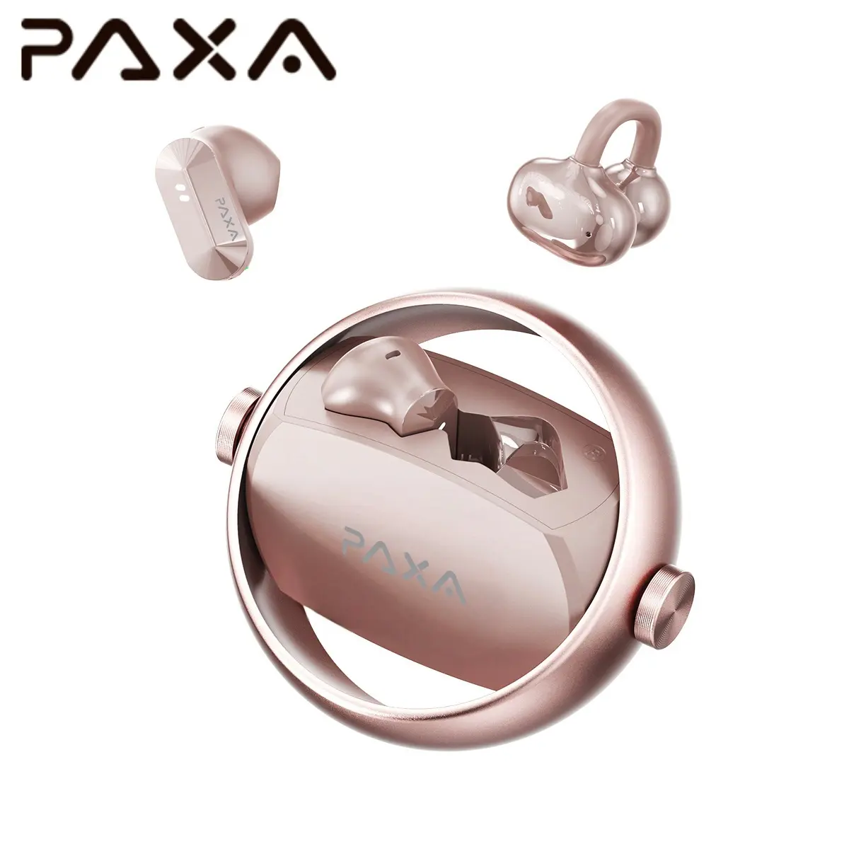 PAXA Ctbuds 2-in-1 Wireless Bluetooth 6.0 Headphones - Clip-On & In-Ear Type, Noise Cancellation, Built-In Mic, Waterproof, Comfortable Wearing, Box Pack, for Work & Fitness, Simultaneous Dual-Ear Connection