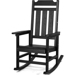 VEVOR Porch Rocker,  , HIPS Outdoor Rocking Chair, High Back Patio Rocking Chair with Smooth Armrests, Supports up to 400 lbs, for Garden, Balcony, Porch, Black