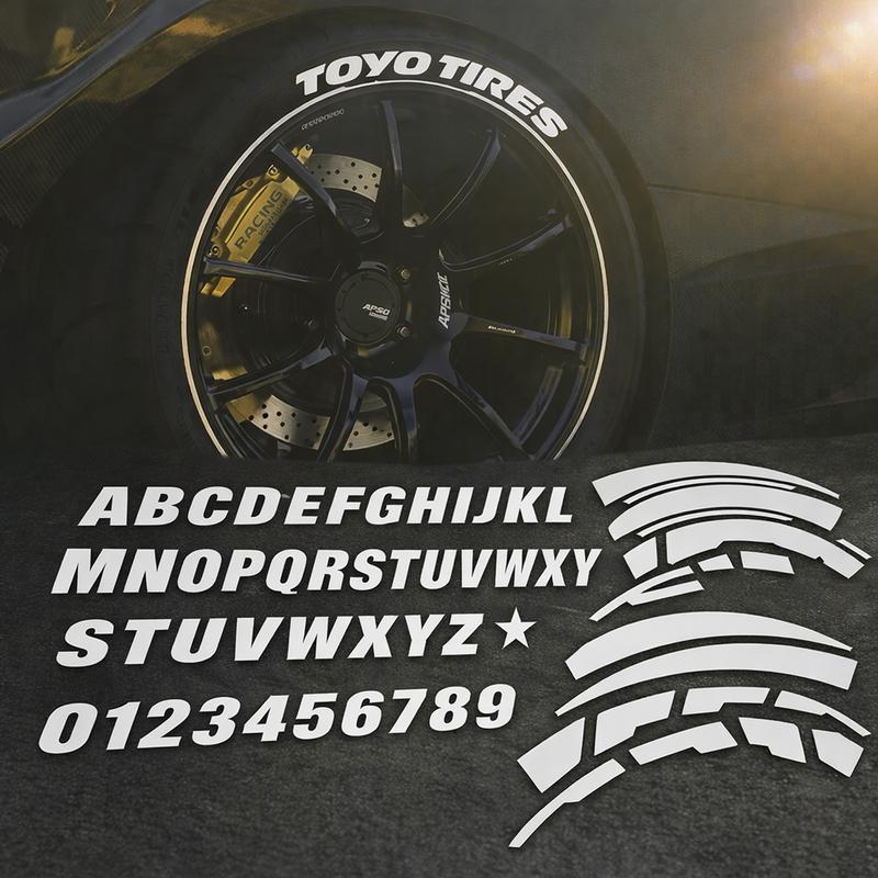 Individual Reflective Tire Letter & Number Decals – Waterproof, Easy-Apply, Long-Lasting Stickers for Custom Wheels, Cars, Motorcycles & Bikes