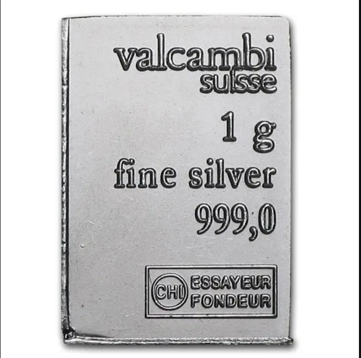 1 gram Silver Valcambi Suisse .999 fine Bar