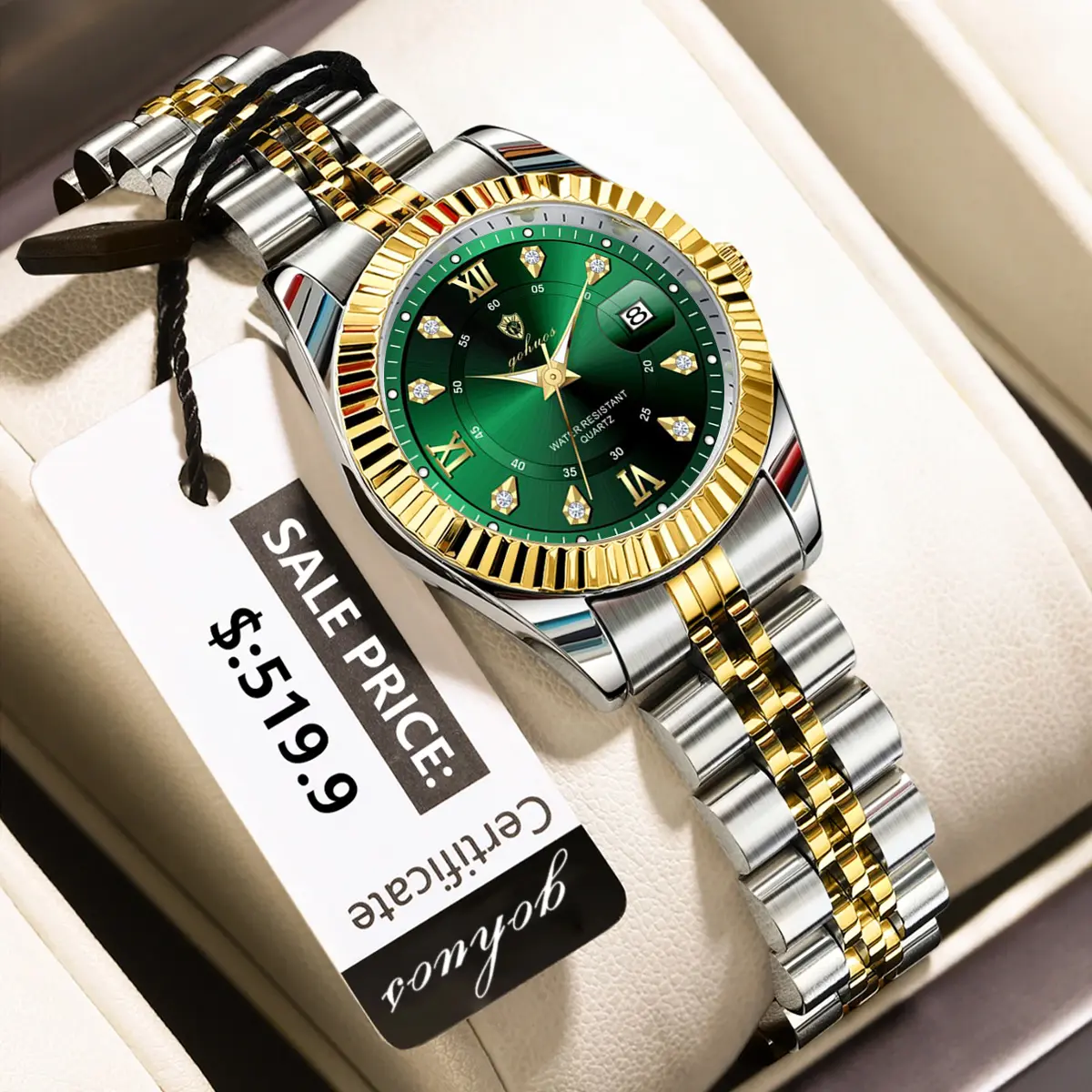 GOHUOS Luxury Elegant Watch for Women Waterproof Luminous Date Ladies Watch Stainless Steel Quartz Women's Watches Girl gifts