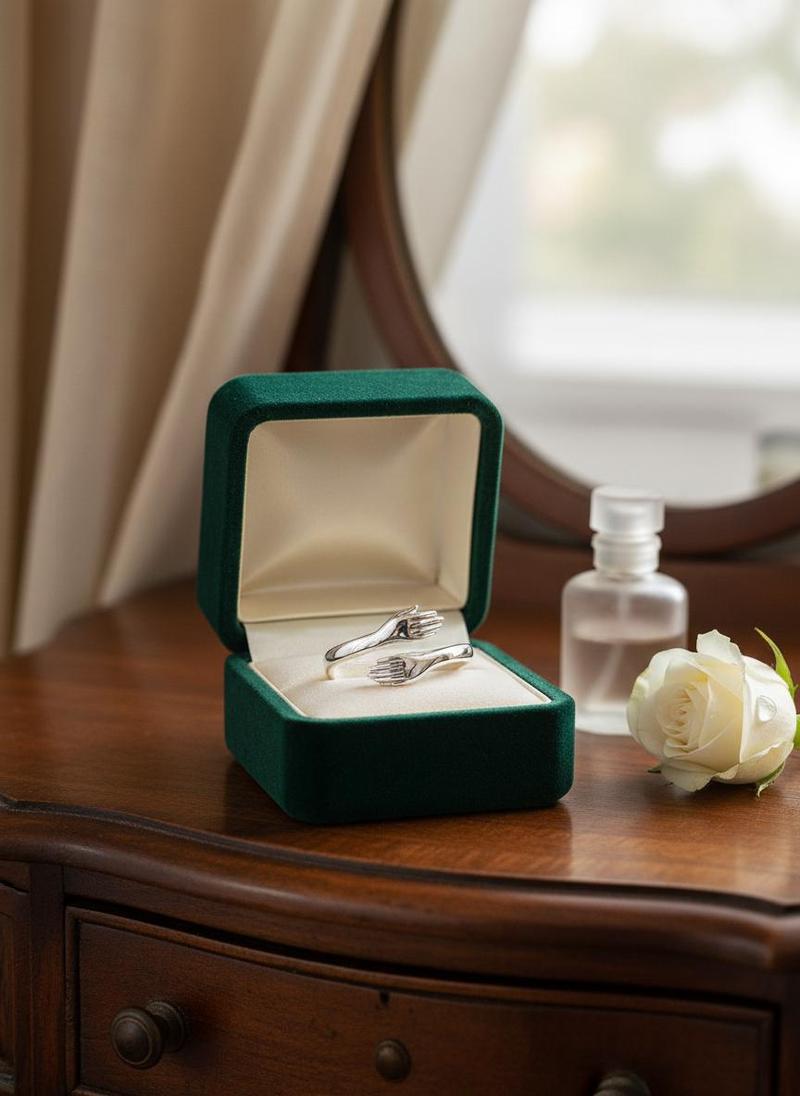 2PCS Hug Ring for Women & Teen Girls Adjustable Jewelry with "Always with You" & "Forever" Inscription Perfect for Mothers Day Birthdays Gifts for Daughters Mom Sister Wife Friends Grandma