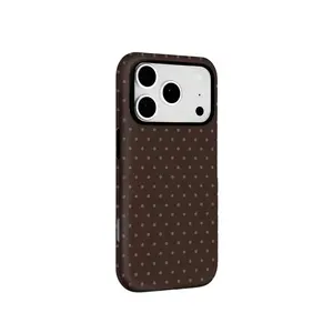 Brown Polka Dot Printed 2-In-1 PC TPU Protective Phone Case - Funda Para Phone Cover Phone Matching Christmas Phone Case For Phone 11 12 13 14 15 16 16 17 Pro Max