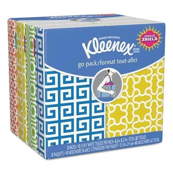 Kleenex 3-Ply Facial Tissues Pocket Packs for On-the-Go Use, Soft and Gentle, 8 Packs