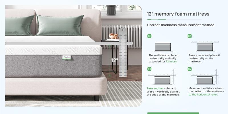 Gel Memory Foam Mattress for Cool Night &  Fiberglass-Free，Full/Queen/KIng Size ,6/8/10/12/14 Inch Medium Firm  in Box for Cool Sleep and Pressure Relief&Perfect Balance of Softness