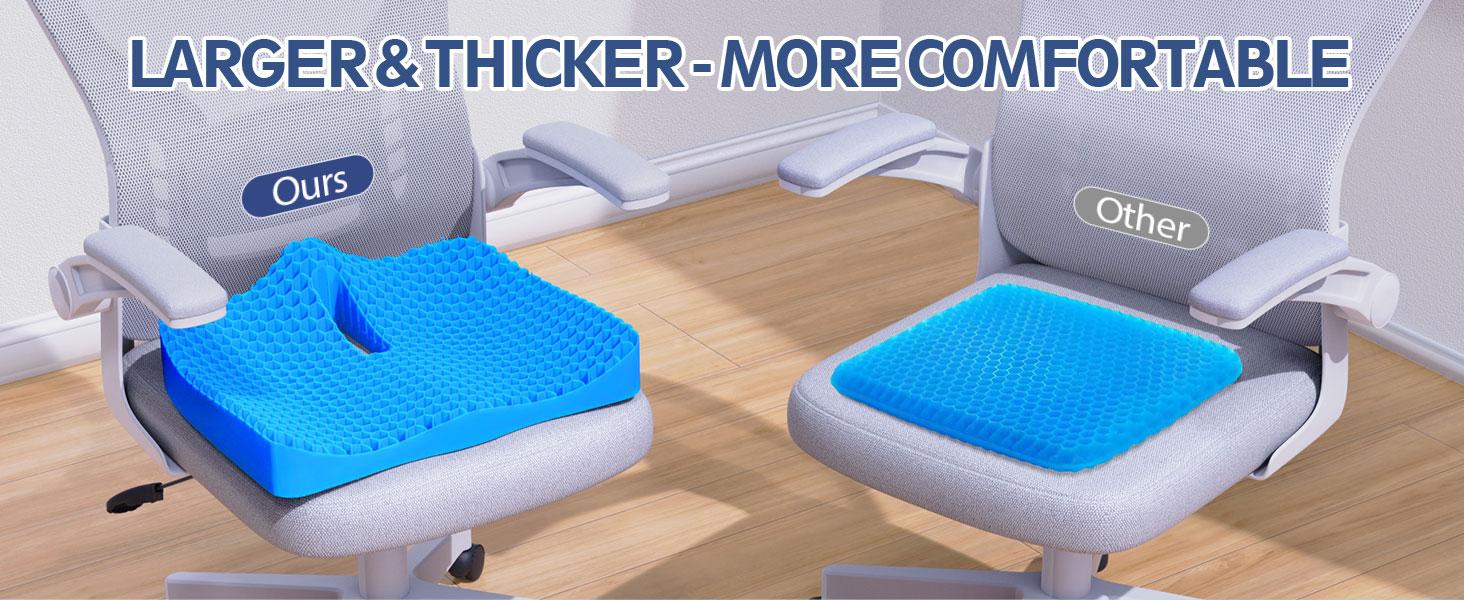 Benazcap Gel Seat Cushion - Large Double Thick Ergonomic Cushion for Pressure Relief & Coccyx Pain Relief - 3D Honeycomb Design - Premium TPE Material - Soft & Breathable - Waterproof - Ideal for Office & Outdoor Use - Computer Chair