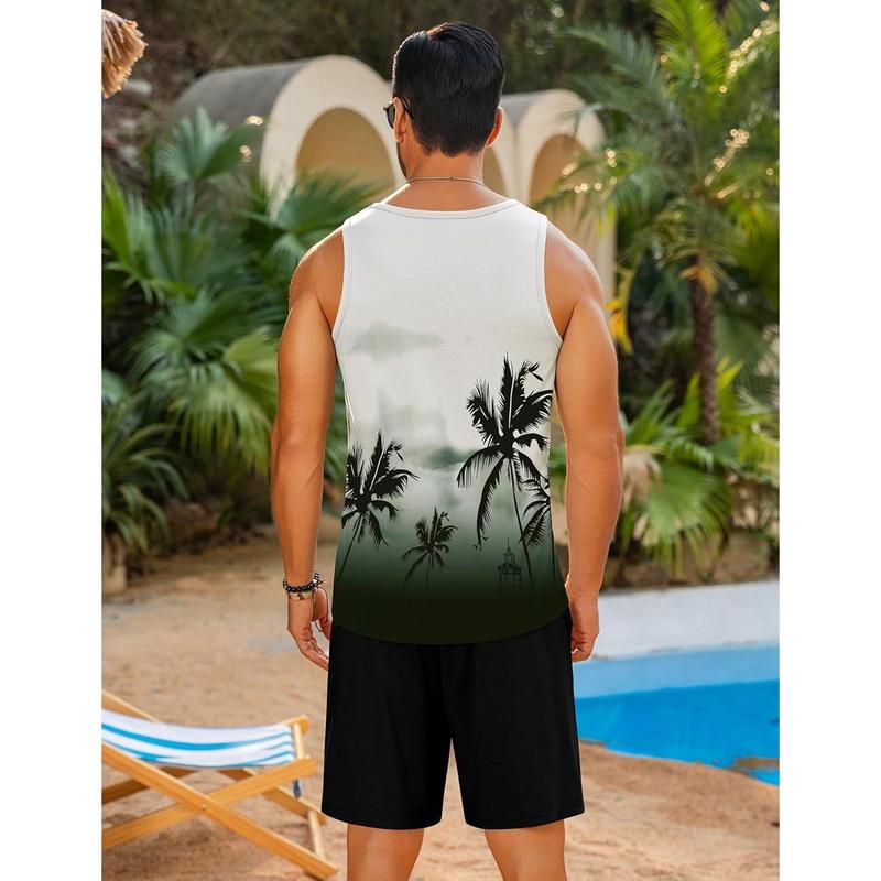 Men's Hawaiian Sleeveless Tracksuit Summer Tank top & Shorts set Aloha Tropical Two Piece Casual Daily Beach
