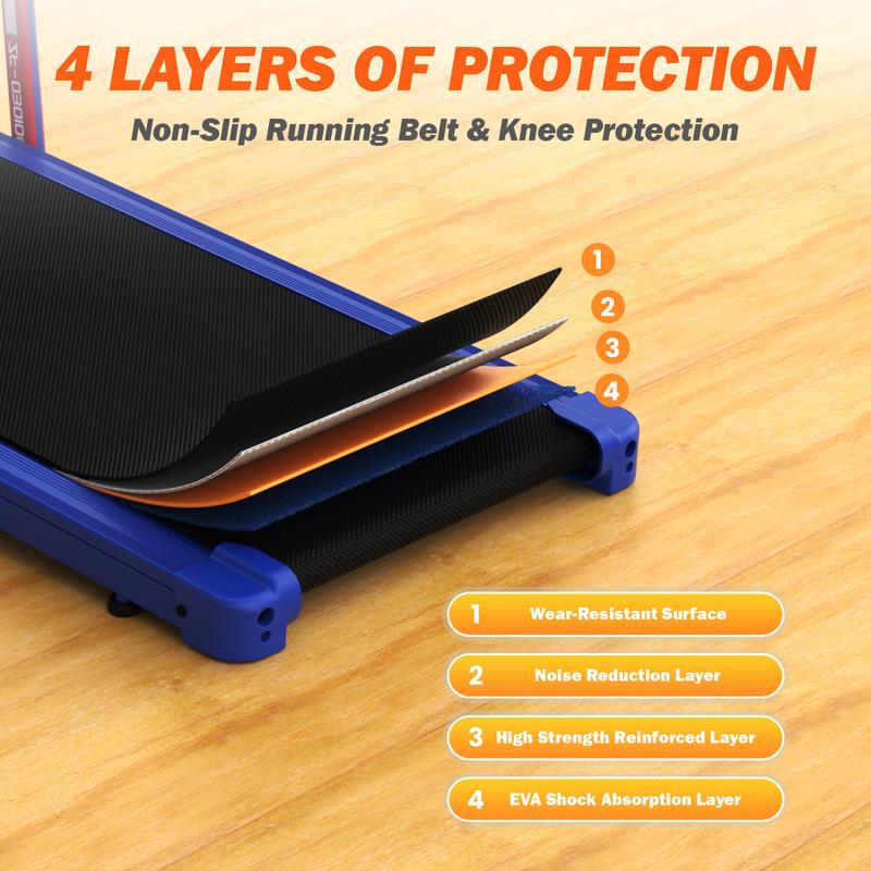 【Stars Stripes】YAGUD Foldable Walking Pad, 265lbs Weight Capacity Spacious Belt Treadmill , Low-Noise Motor, Dual Shock Absorption, Remote Control, Wheels for Easy Moving