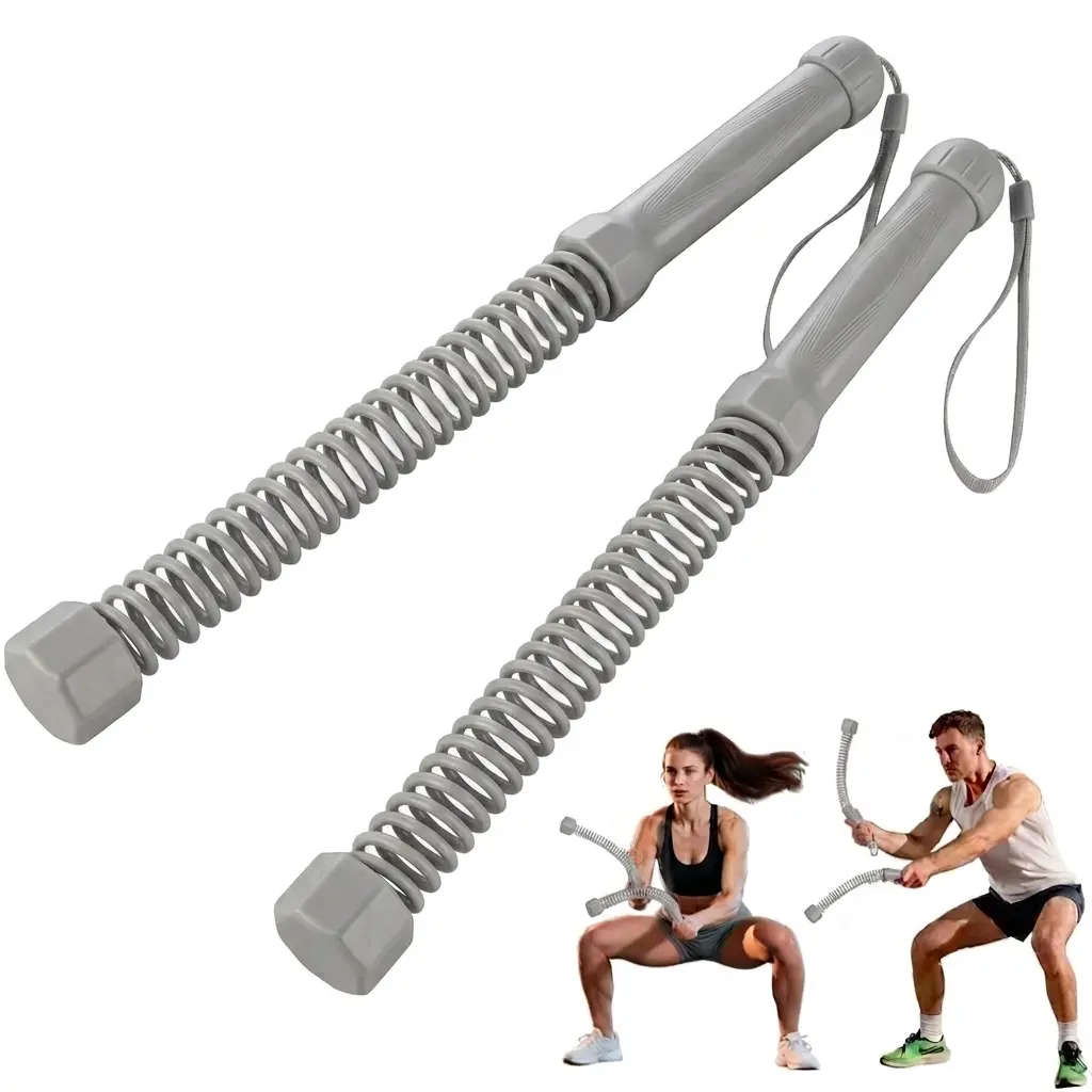 1.6lb Portable Ropeless Battle Rope - New Upgrade Unisex Cordless Quiet Fitness Equipment, Reinforced High-Toughness Spring Cores, Textured Non-Slip Rubber Grips, Wrist Lanyards, Compact Rebound Force for Fitness Beginners’ Home Gym Home Workouts