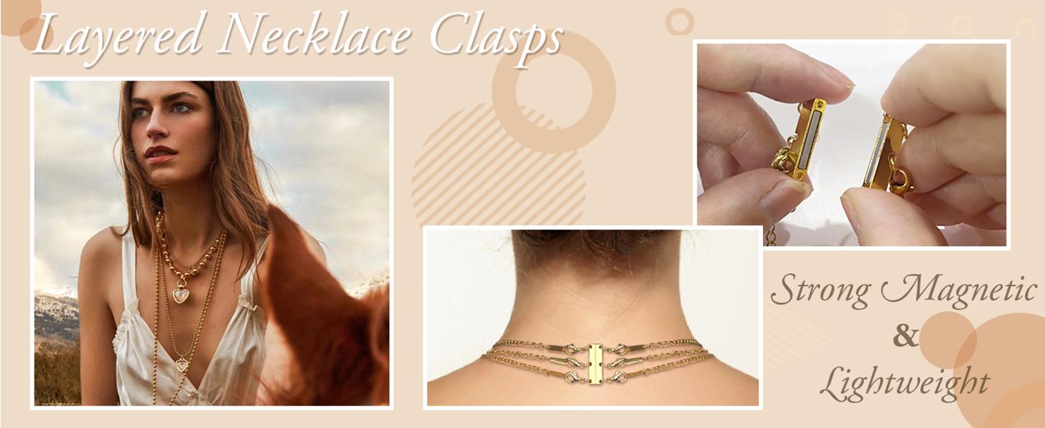 Necklace Layering Clasp 18K Gold Necklace Separator for Layering Magnetic Multiple Necklace Clasps and Closures for Women Necklace
