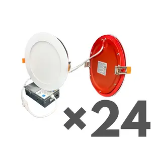 E2 LIGHTING 24 Pack 6" Fire-Rated Downlight, 12W 5 CCT Tunable 2700K-5000K, Indoor Commercial Use, Recessed Canless Light (Fire-Rated)