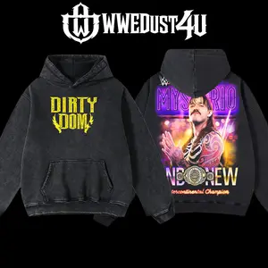 WWEDust4U Retro Vintage Limited Edition Dominik Mysterio "Dirty" Dom Hoodie 100% Cotton Blend Pre-washed for Softness Classic Menswear Oversized Fit