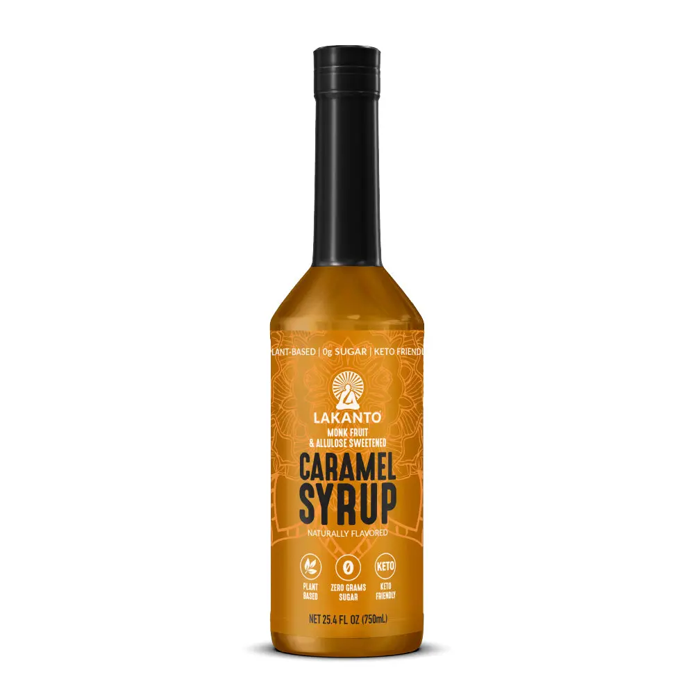 Lakanto Simple Flavoring Syrup - Monk Fruit Sweetener with Allulose, Perfect for Coffee, Tea, Cocktails, Snow Cones, Sodas, Other Drinks, Keto, Vegan (Caramel - 25.4 fl oz)