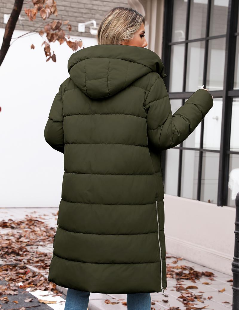 UMIPUBO Womens Winter Long Puffer Coats Down Thicken Warm Quilted Jacket Mid-Length with Side Zipper and Hood Outerwear