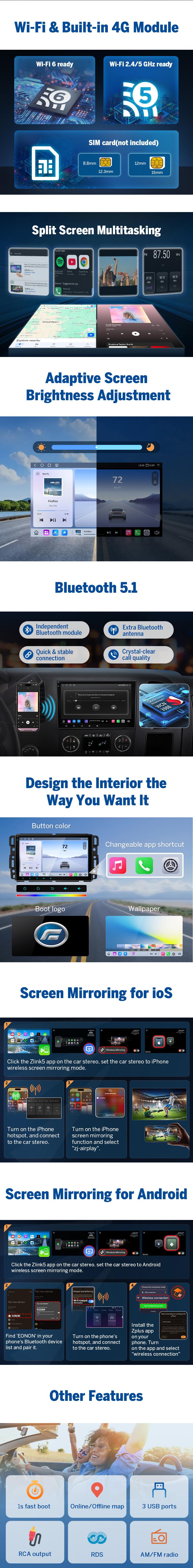 EONON Car Stereo for Chevy GMC Buick Chevrolet Silverado Sierra Suburban Impala Tahoe Avalanche Traverse HHR Acadia Yukon Truck, Wireless CarPlay & Android Auto Car Radio Touch Screen, 8" Android 13/14 Car head unit, SWC, BT, Jumpstart Sale, GMX7 / GMX6S2