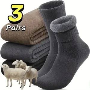 3 Pairs Thick Fleece Lined Thermal Socks - Cozy Warm for Winter Outdoor Hiking