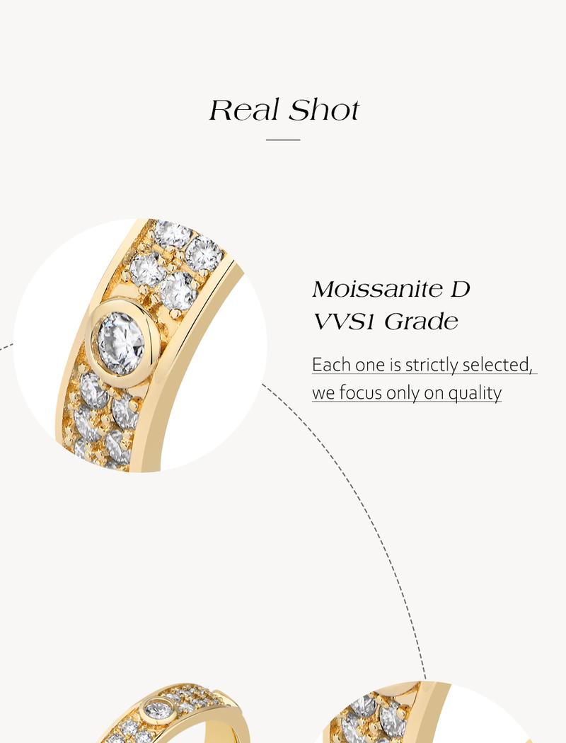 ATTAGEMS Classic Lab-Created Moissanite Ring for Women Men Unisex Real S925 Sterling Silver Engagement Wedding Band Rings for Gift Sparkling Fine Jewelry Set Party R309