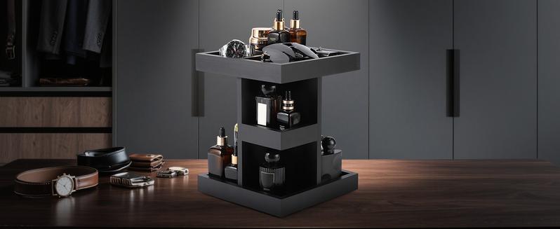 Cologne Organizer for Men,Cologne Stand,3 Tier Wooden Perfume Shelf with Rotate,Desk Organizer,Gifts for Dad From Wife,Husband Boyfriend Birthday Gift Ideas,Valentine's Day Gifts for Men