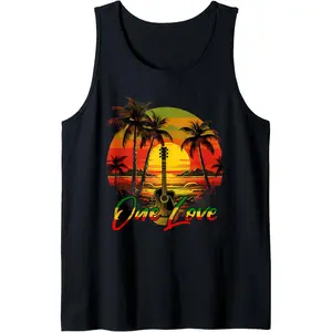 Rasta Reggae Sunset Reggae Music Guitar Rasta Pride Jamaica Tank Top
