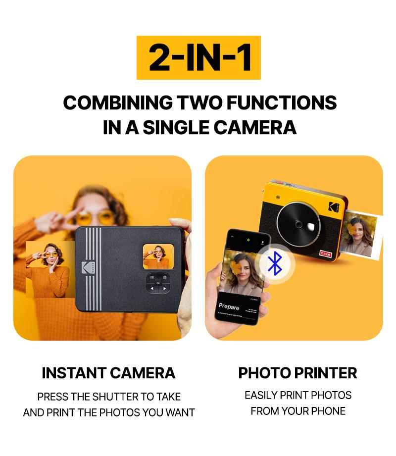 KODAK Mini Shot 3 Retro 4PASS 2-in-1 Instant Digital Camera and Photo Printer (3x3 inches) + 60 Sheets Cartridge Bundle