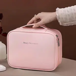 Women' Large-Capacity Expandable Travel - Cosmetic & Toiletry Bag with Zipped Compartments, Expandable Design & Sturdy Handle, Pink Suitable for Gym, Business Trips, Vacations