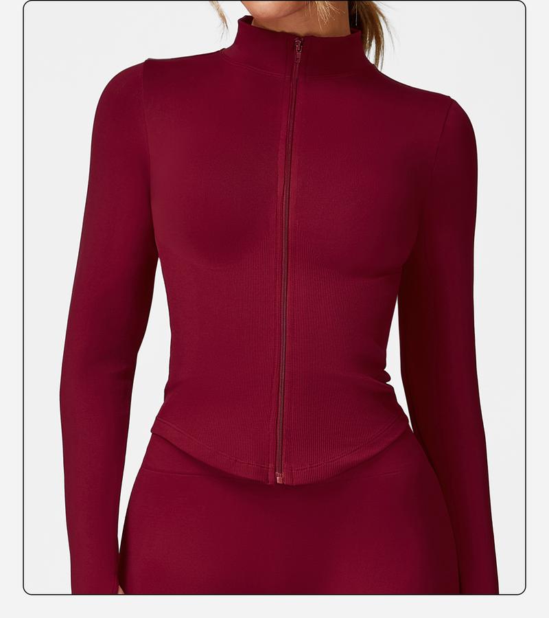 MFVIM Women's Short-Sleeved Sports Jacket with Zipper Hood, Running Sports Jacket, Slim-Fit Long-Sleeved Yoga Top Quick Dry Breathable Fabric Athletic Techwear Athleisure Style