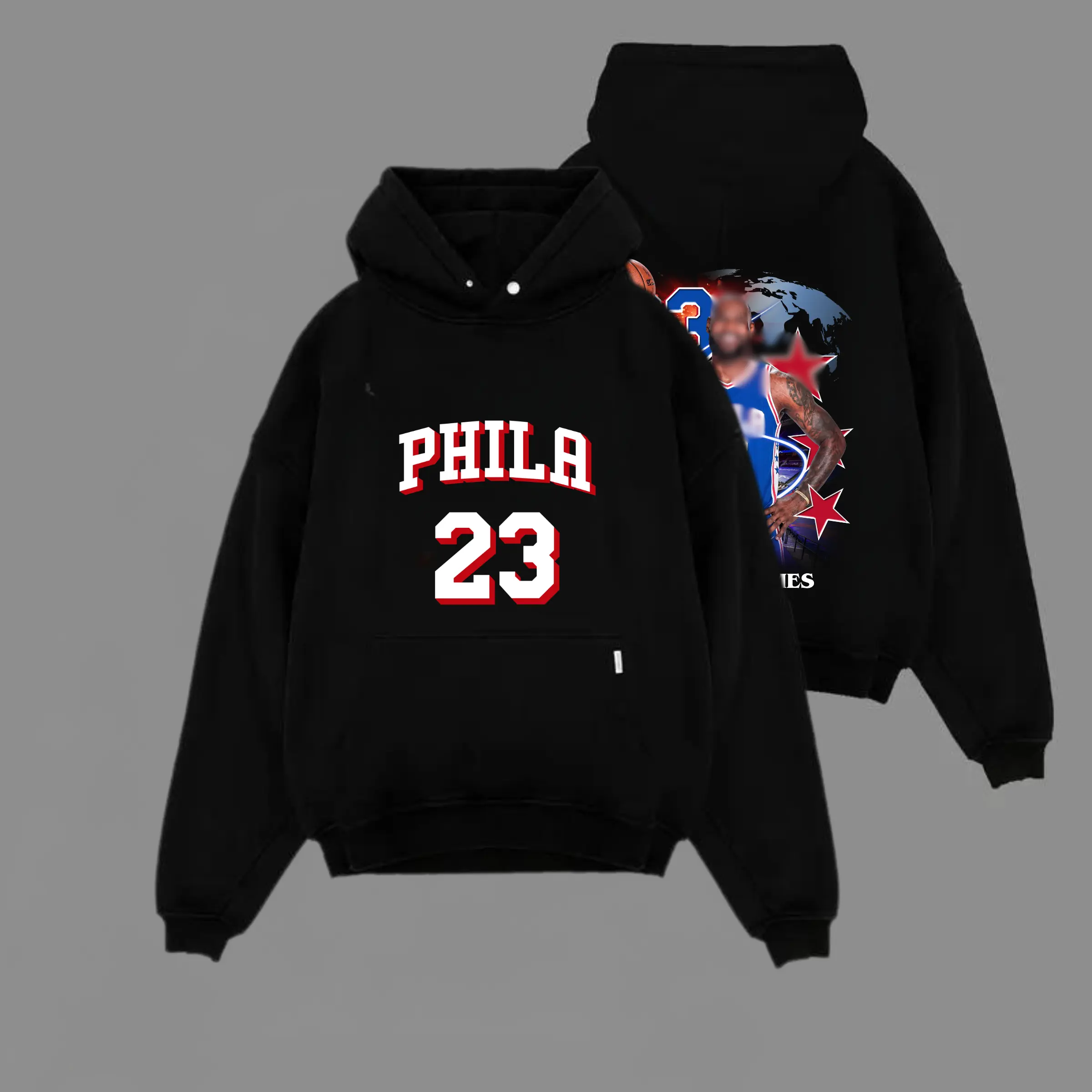 City Basketball No. 23 Graphic T-Shirt, Sweatshirt, Hoodie – Two-Sided Unisex Sports Fan Sweatshirt
