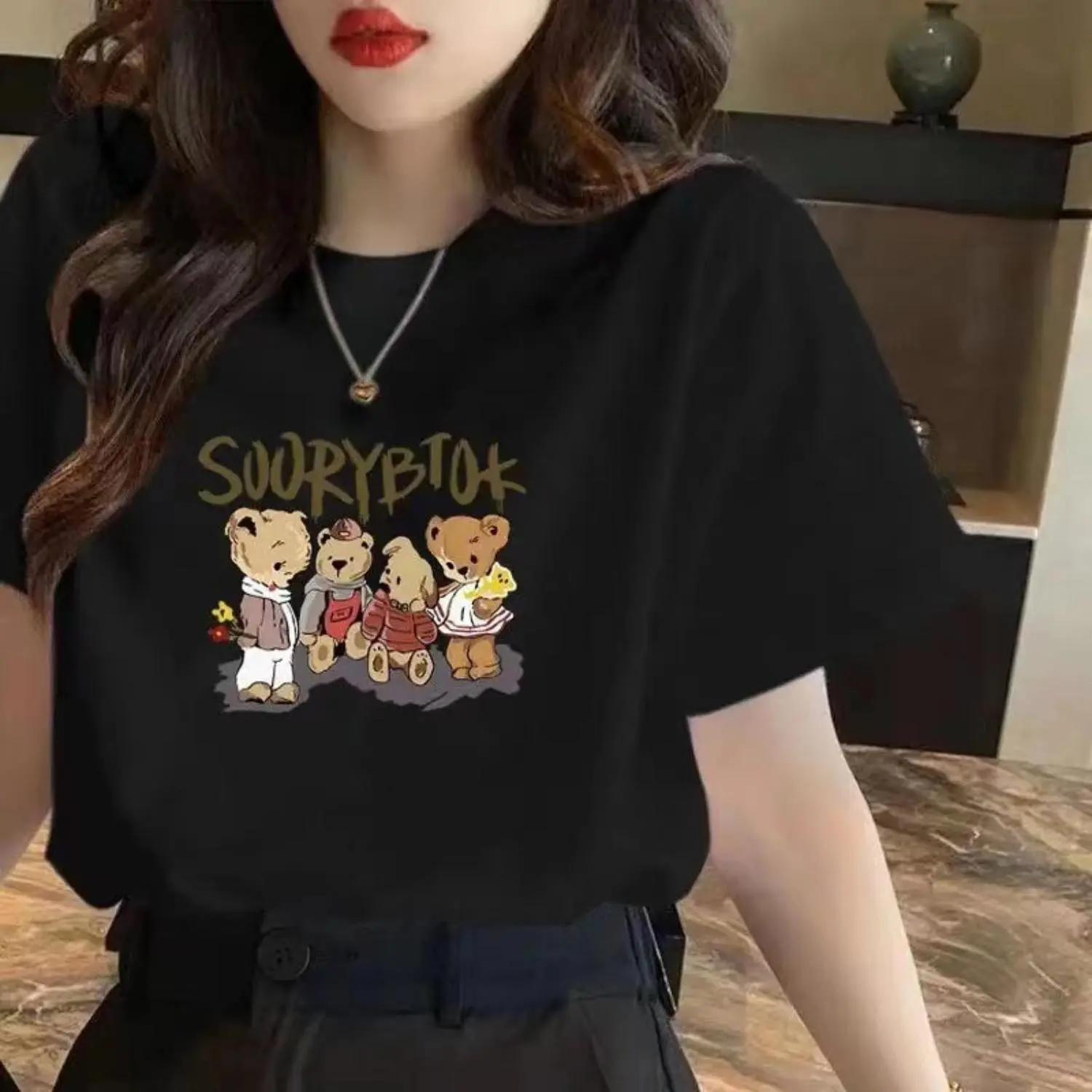 Soft Short Sleeves Pure cotton short-sleeved T-shirt for women, new summer style loose and slimming, half-sleeved casual T-shirt top, round neck, versatile and trendy
