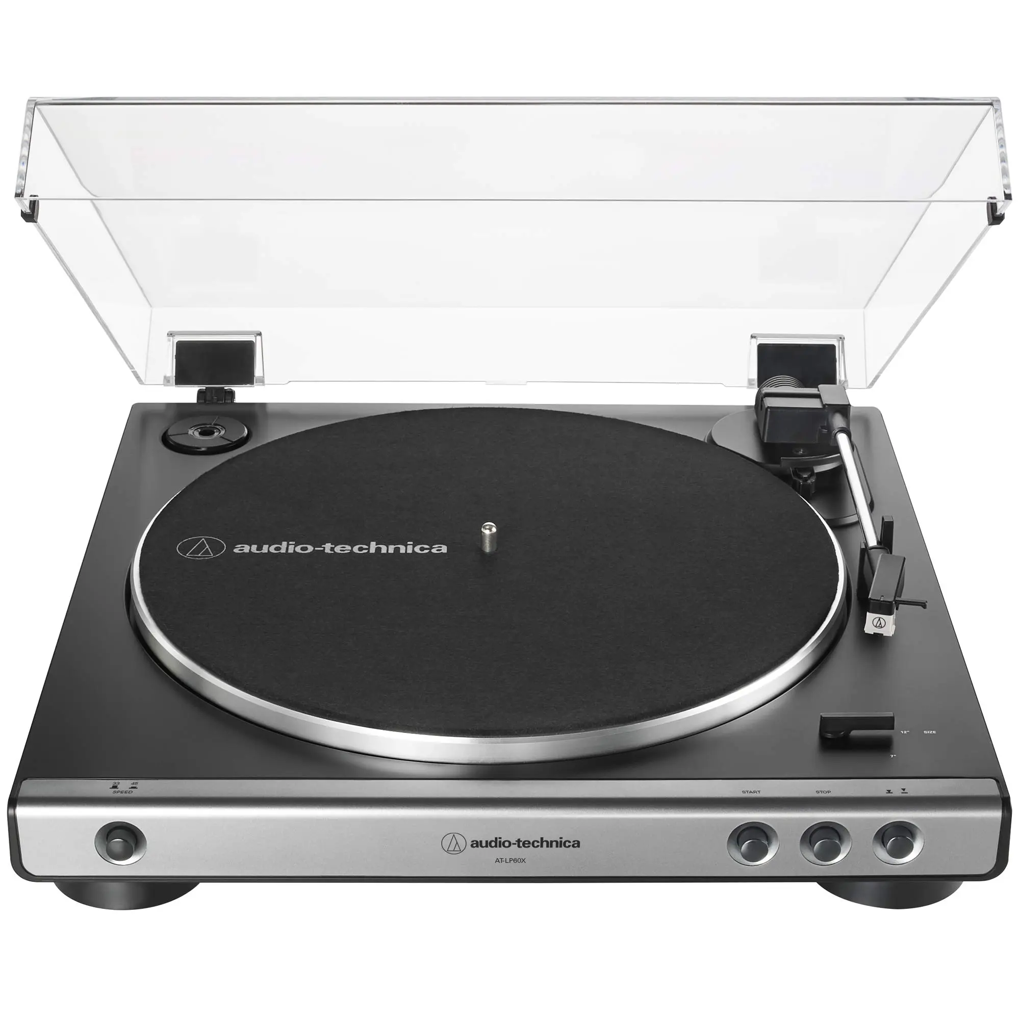 Audio-Technica AT-LP60X-GM Fully Automatic Belt-Drive Stereo Turntable (Gunmetal/Black) for Collectibles, High-Fidelity Audio, 33-1/3 and 45 RPM Vinyl Records, Dust Cover, Anti-Resonance, Die-Cast Aluminum Platter, Built-In Switchable Phono Preamplifier,,