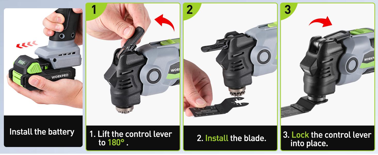WORKPRO 20V Oscillating Tool Kit, Cordless and Brushless 19,000 RPM Orbiting Multi Tool with 6 Variable Speeds, 3.6°Oscillation Angle, 21pcs Saw Accessories, 1 Rechargeable Battery and Carrying Bag WORKPRO 20V Oscillating Tool Kit, Cordless and Brushless 19,000 RPM Orbiting Multi Tool with 6 Variable Speeds, 3.6°Oscillation Angle, 21pcs Saw Accessories, 1 Rechargeable Battery and Carrying Bag