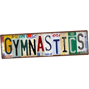Retro Aluminium Gymnastics Wall Art - 16x4 Inches License Plates & Signs, Home Decor for Gym Walls, Perfect Gift for Gymnasts