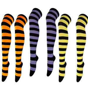 Striped Patterned Socks (Thigh High) - Halloween Themed (3-Pack)