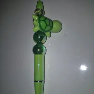 Turtle Beaded Pen - Green Beads, Unique Design, Ideal for Writing