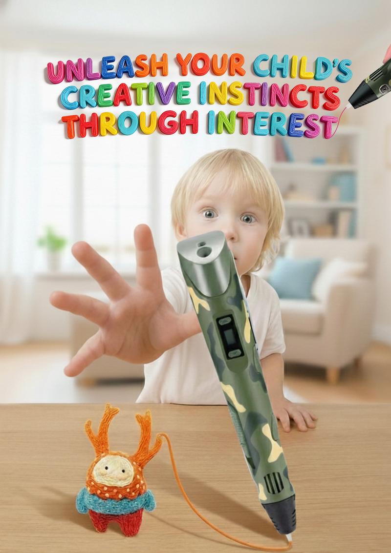 New 3D Printing Pen Set, 3D Pen with LCD Display and PLA Filament, Creative DIY New Years Gift for Kids and Children