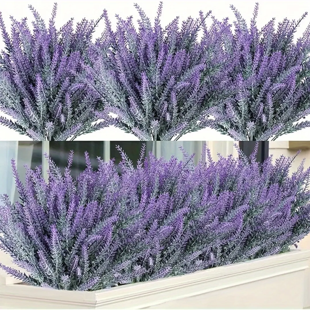 12pcs Injection Molded Artificial Lavender Bouquet - Vibrant Purple Flower Bunches, Fade Resistant, Low-Maintenance, All-Season Home Decor for Indoor/Outdoor Use
