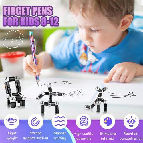2026 Upgrade Version Stress Relief Pen for Boys & Girls Aged 8-12, Multifunctional Transformable Magnetic Pen, Perfect Gift for Teens & Adults