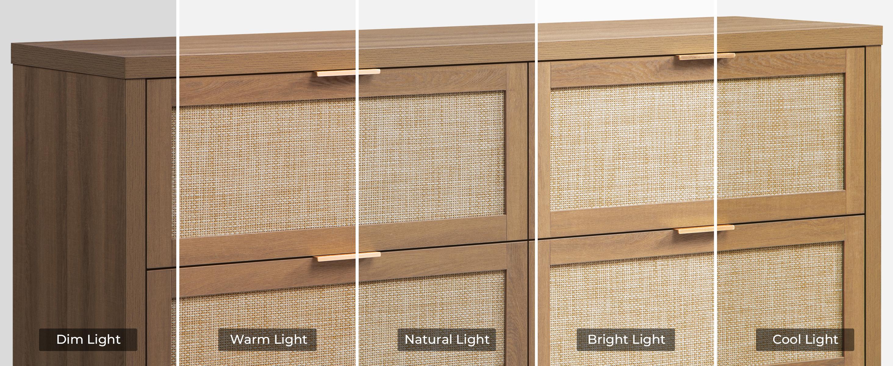 SICOTAS 60.8" Dresser for Bedroom, Rattan Boho Dresser with 4 Deep Drawers, Large Chest of Drawers for Closet,Nursery,Dressers TV Stand for Living Room