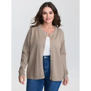 【All-Day Comfort】Bloomchic Cut-Out Button Front Knit Cardigan